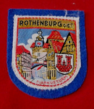 Blue felt crest fabric printed gold country Germany ROTHEN 6.5cmx7.5cm