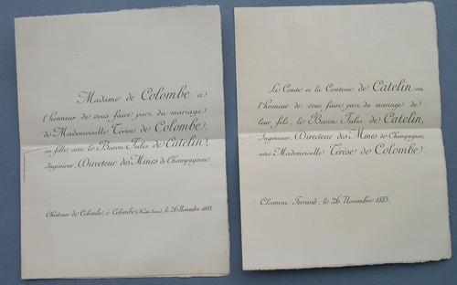 Faire part mariage 1883 - part, baron