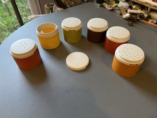 Tupperware vintage 6 boites empilables, sucre sel poivre épices années 70 1308