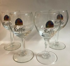 Set of 4 Leffe Beer Glasses Stemmed Chalice Goblet Abbaye de Abdij van Leffe 