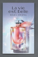 Carte glacée -La Vie est belle de  Lancôme recto verso 2 volets 8.5 cm x 12 cm