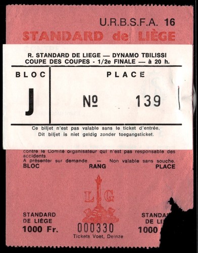 Ticket 1982 standard liege - ticket,