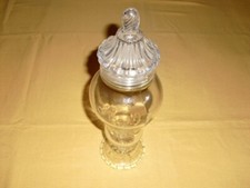 Antique Glass Apothecary Pot Plastic Lid Pharmacy Candy Jar.