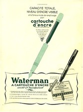Publicité ancienne Waterman à cartouche d'encre 1938 issue de magazine