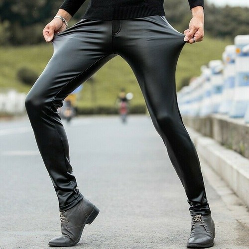 Hommes faux cuir pantalon noir - hommes,
