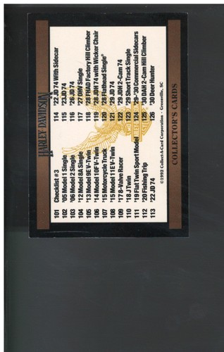 B3289 1992 cartes harley - b3289-,