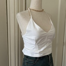 Toit Valiant White Crop Open Back Tank | S
