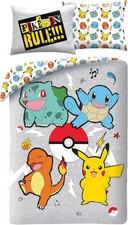 Set Lit Pokemon Pikachu Squirtle Charmander Housse de Couette Polyester 140x200