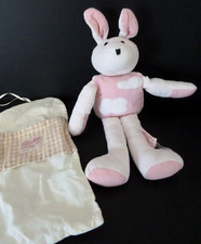 A9. DOUDOU PELUCHE PETITCOLIN LAPIN BLANC ROSE NUAGE DEPUIS 1860 TBE