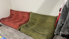 Ligne Roset Red And Green Two Piece Togo Sofa without Arms