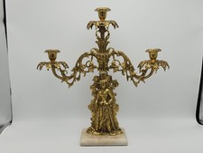 Antique 1850s Cornelius Co. Colonial Woman Candelabra Girandole Marble & Brass