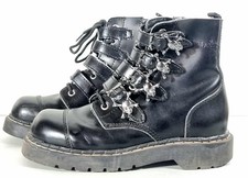 Anarchic T.U.K. Gothic Punk Boots UK Size 8 – Black Leather With Skull Buckles