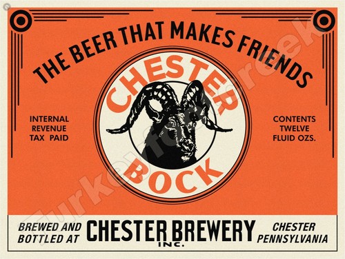 Chester bock beer label - beer, 9"
