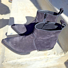 Balenciaga Logo Back Suede Western Santiag Boots Size 39