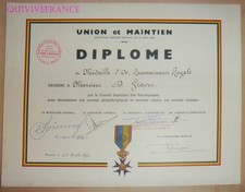 DIPL049 - DIPLOME SECOURS MUTUELS RETRAITE 1961 MEDAIILE OR RECONNAISSANCE ROYAL
