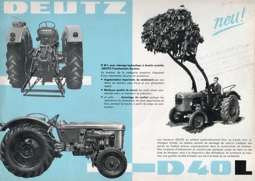 Publicite tracteurs deutz - deutz, d40