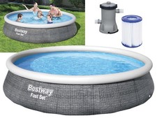 PISCINE HORS-SOL RONDE EN ROTIN AVEC ANNEAU GONFLABLE TOP BESTWAY 396xH84 -57376