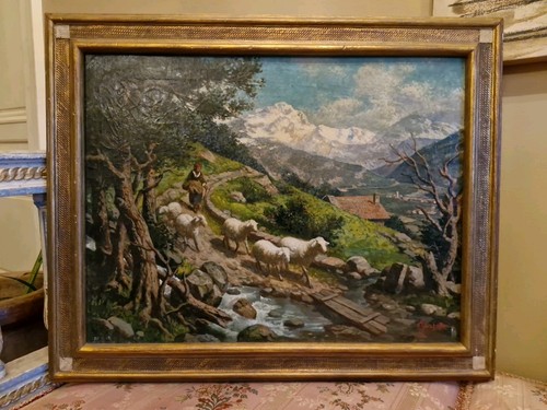 Peinture ancienne encadrée - peinture,