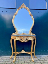 Console with Mirror – 1920s Louis XVI French Antique Marble Entryway Set