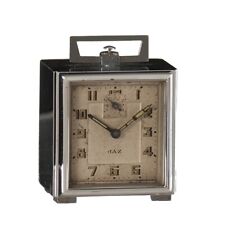 Jaz Cubic Antique Chrome Art Deco Alarm Clock circa 1930