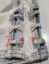 Vintage 1980’s Acid Washed Flippo Totti Jeans Shorts With Bows 26” Waist