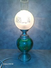Vintage 💡 lampe de chevet 💡 étain/porcelaine verte 💡 comme neuf