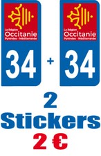 2-STICKERS-PLAQUE-AUTO-IMMATRICULATION-DEPARTEMENT-LOGO 34