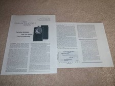Technics SB-6000a Haut Parleur Review, 1977, 2 Pgs , Lunettes