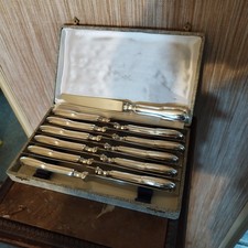 12 table knives nets/contours goldsmiths SFAM silver metal
