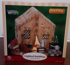 Lemax Camping Tent 75546 Vail Christmas Fall Halloween Village Lake Cookout Lit