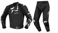 Richa Stradale 2Pc Veste/Pantalon En Cuir Noir/Blanc Pour Moto