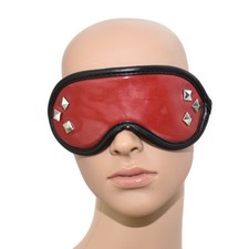 Masque pour les yeux en cuir verni avec clous en rouge (Taille unique)