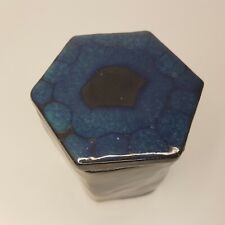 Blue Enameled Terracotta Hexagonal Box
