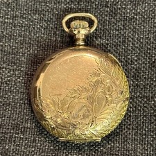Rare Antique Longines 10K Gold Fill Etched Pocket Watch