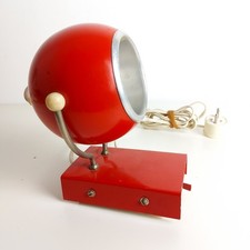 Vintage Eyeball Lamp, Wall Hangable, Space Age Design 1970s Red