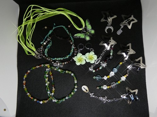 Ensemble bijoux parure vert - bijoux,