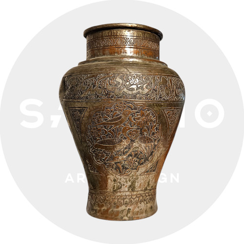 Vase ancien cuivre étamé - , –