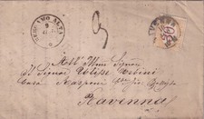 XX131-VITT.EM.II° LETTER TAXED FROM BERGAMO ALTA TO RAVENNA