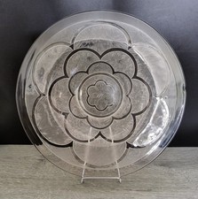 Coupe à fruits en verre blanc moulé givré Les arceaux signé Verlys Art Déco