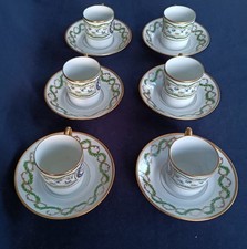 6 BELLES TASSES ET SOUS TASSES CAFE EN PORCELAINE HAVILAND LIMOGES LOUVECIENNES 