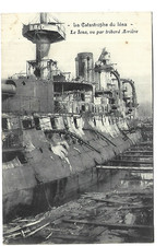 MARINE DE GUERRE TOULON CATASTROPHE DU CUIRASSE IENA 1907 VU PAR TRIBORD ARRIERE