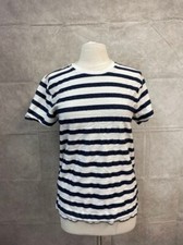 IZAC Men's Striped T-Shirt White/Navy Short Sleeve Size M