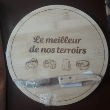 Plateau a fromage rond en bambou + couteau