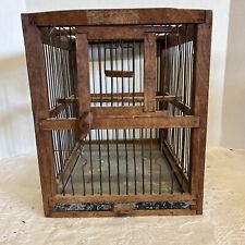 Primative Canary Cage Handmade Wite Spokes Door Opens Swing/Perch 13x10x12 Wood