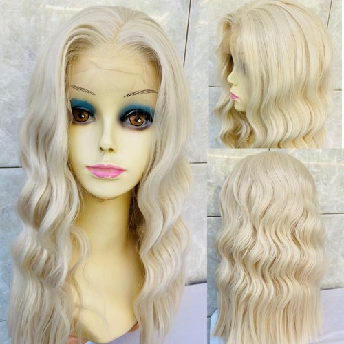 Long wavy platinum blonde lace - wavy,