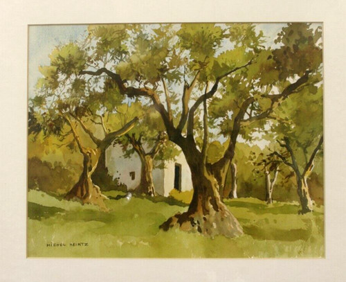 Aquarelle michel heintz maison - michel,