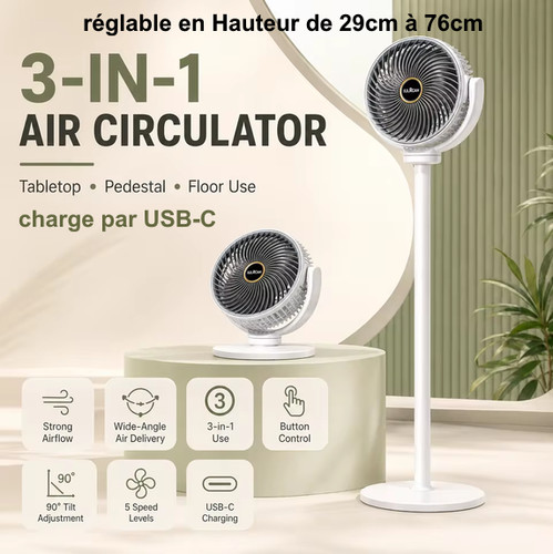 Ventilateur sur pied réglable - sur,