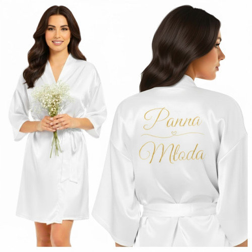 Peignoir satin blanc mariée - satin,