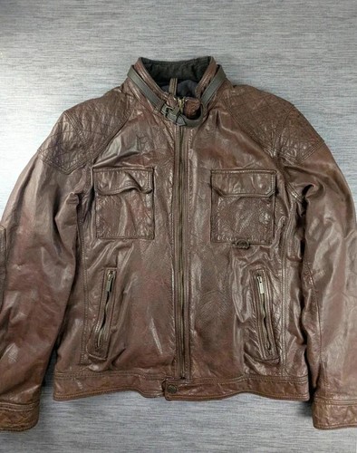 Blouson cuir bœuf marron - de,