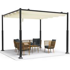 VOUNOT Pergola retractable 3x3m toile Polyester haute densite 180g/m2 beige
